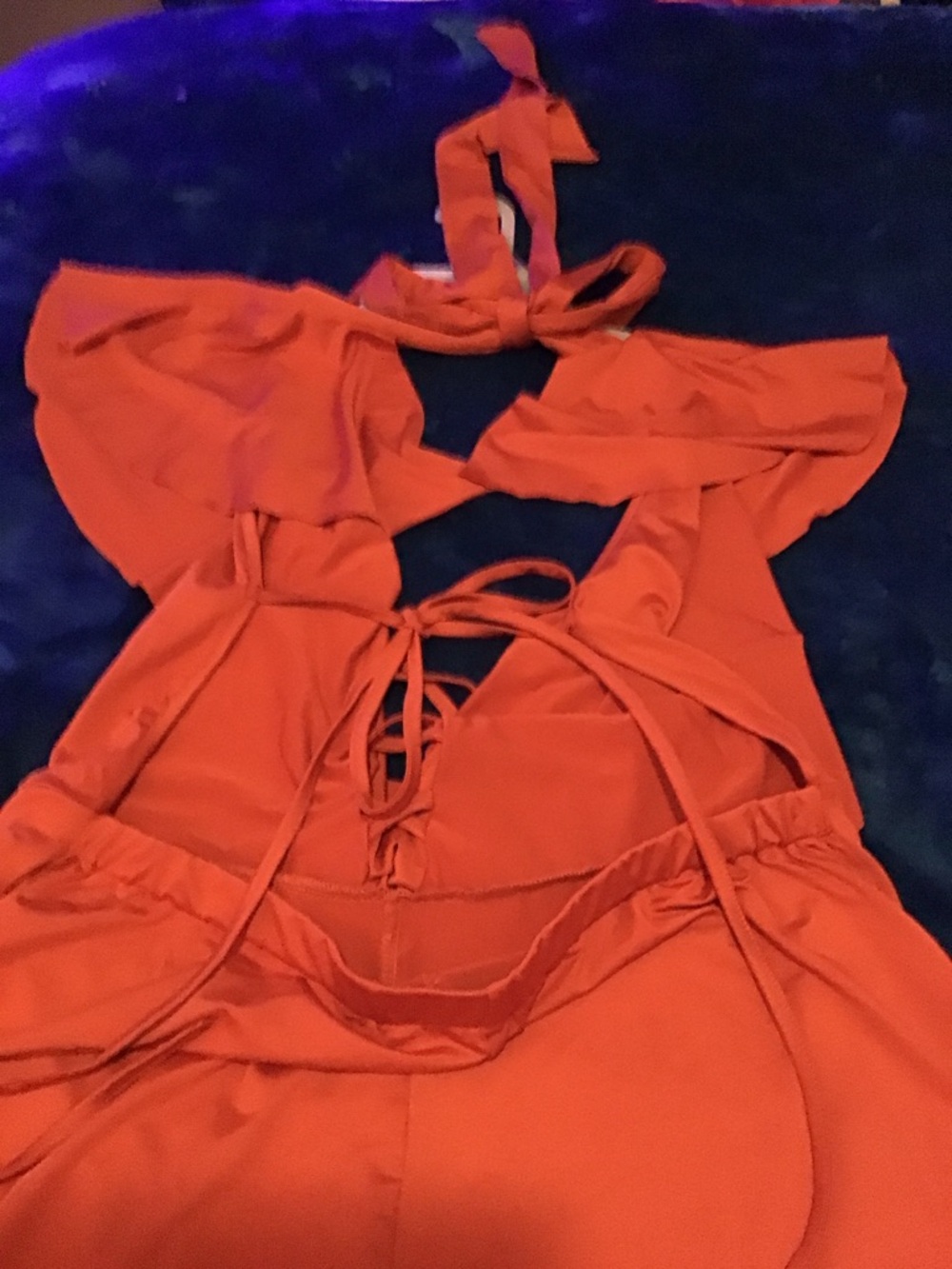 SHEIN Rust Ruffle-Front Jumpsuit - Picture 8 of 8